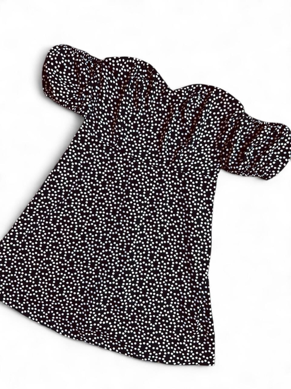 Express Black Polka Dot Off-Shoulder Mini Dress